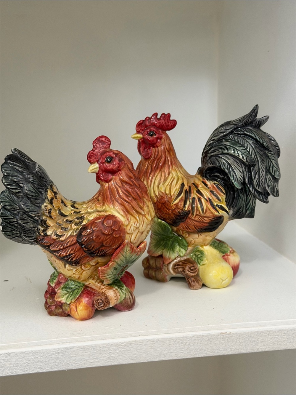 Fitz and Floyd Fall Rooster Pair Salt and Pepper Shakers